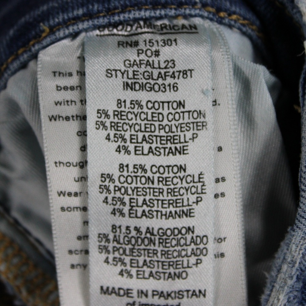 Good American Always Fits Good Straight Jeans Indigo316 Size 14-18 Raw Hem Blue - Picture 8 of 10